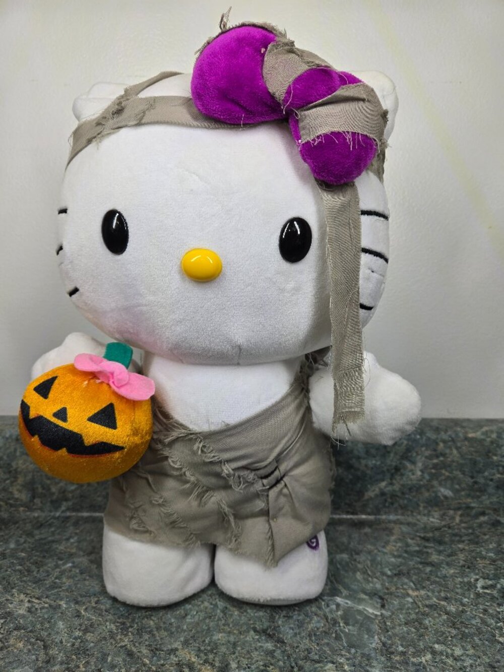 Sanrio Hello Kitty Halloween Mummy Side Stepper Animated Plush 12" with Pumpkin